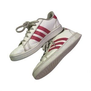 Adidas White and Pink Sneakers Girls Size 2